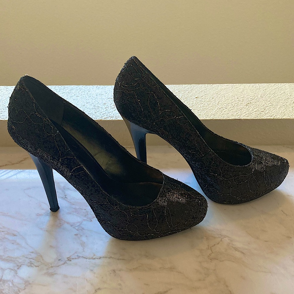 Carlos Santana 5” Stilettos • Sparkly Black• 6.5 M